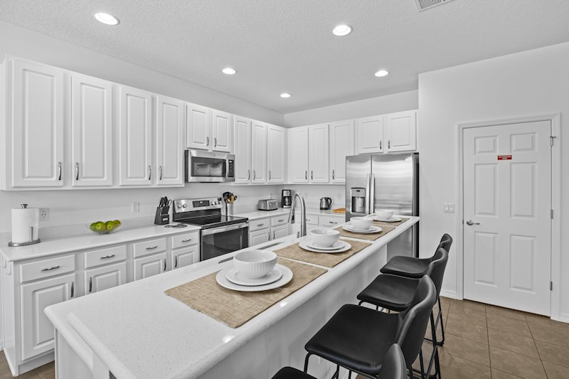 Fully equipped modern kitchen with GE appliances